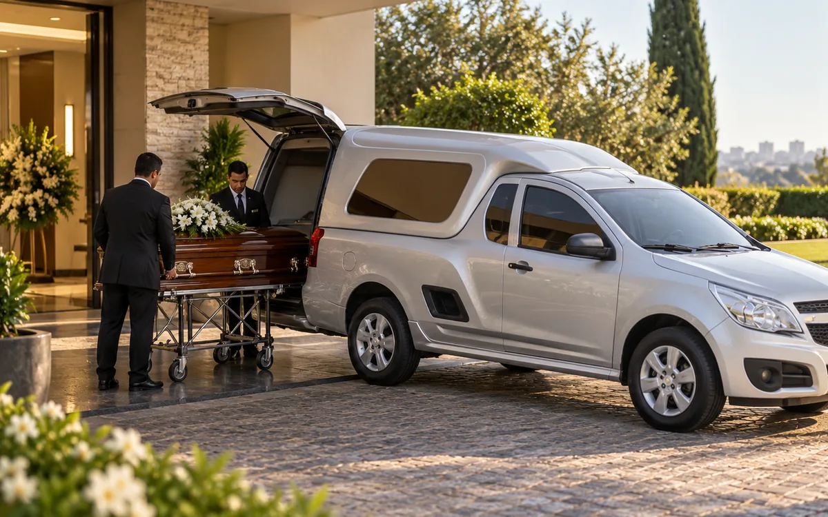 Equipe organizando o translado funerário terrestre